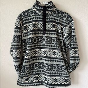 Vintage 90s L.L. Bean Printed Fleece Quarter Button Snap Pullover Unisex S(?)*